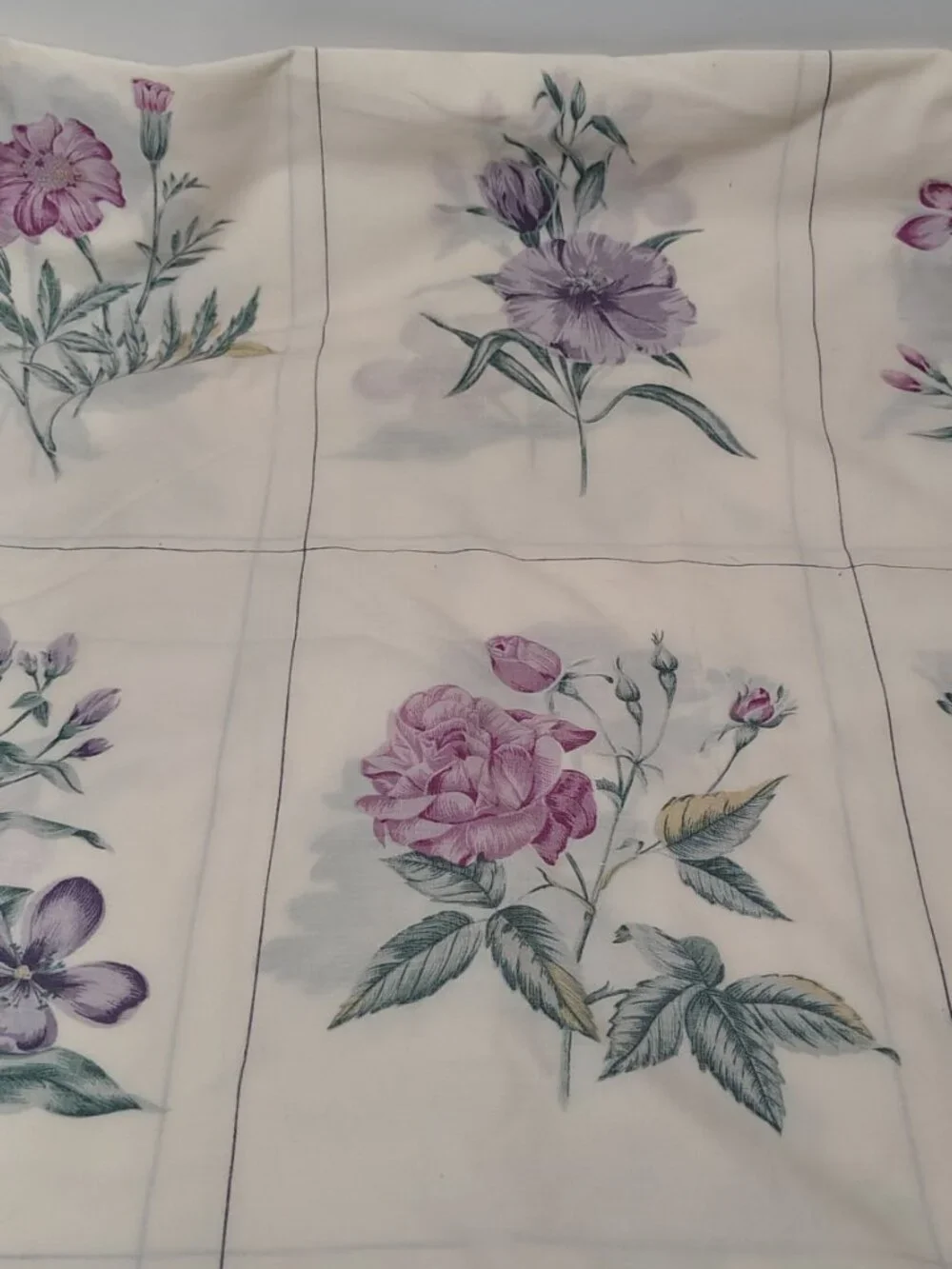 Vintage J.P. Stevens Full Sheet Set Floral Purple No Iron Percale USA 2 Piece